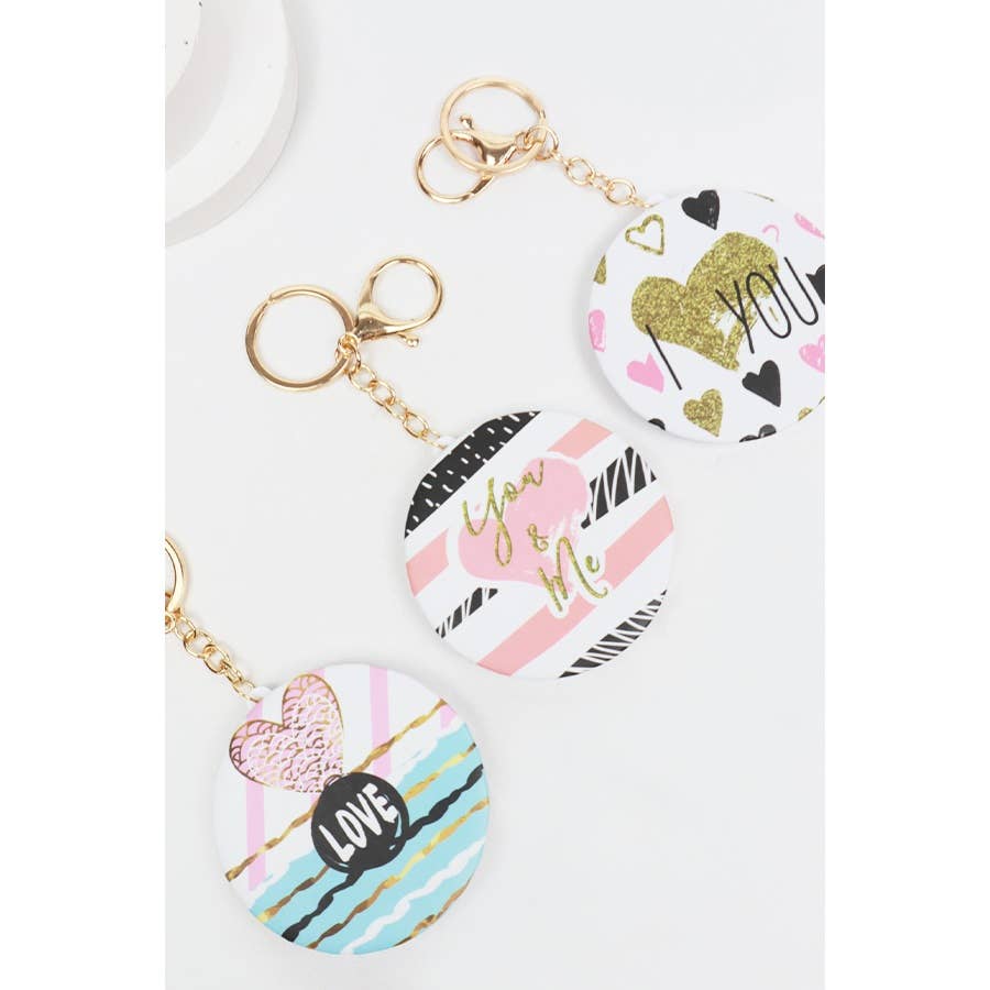 Love Theme Pocket Mirror Keychain