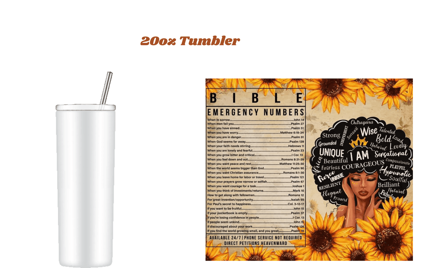 Bible Emergency Number Tumbler - ATouchByShaDesigns