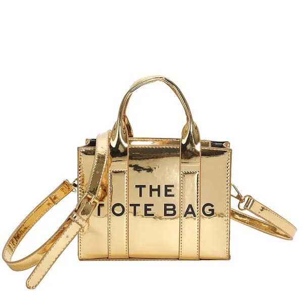 THE TOTE BAG LETTERS SHINY METALLIC CROSSBODY BRAND BAG - ONE SIZE